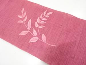 アンティーク　紗紬　草葉模様刺繍名古屋帯